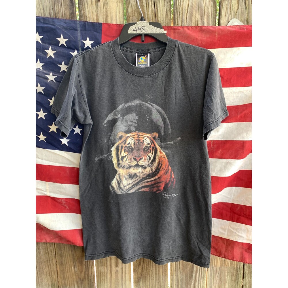 Black vintage 90s Bimbo Bengal tiger graphic tee Size Small